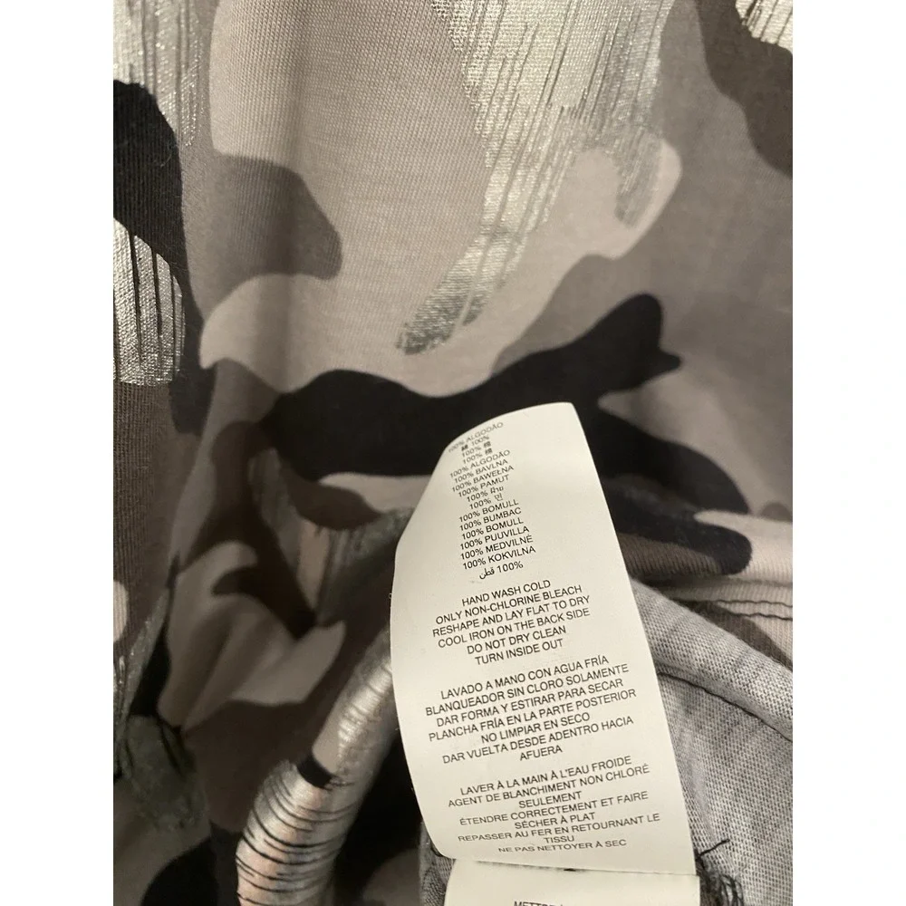 Michael Kors Womens T-Shirt P/S Black Silver Camo Foil‎ Logo Tee Top Street Glam